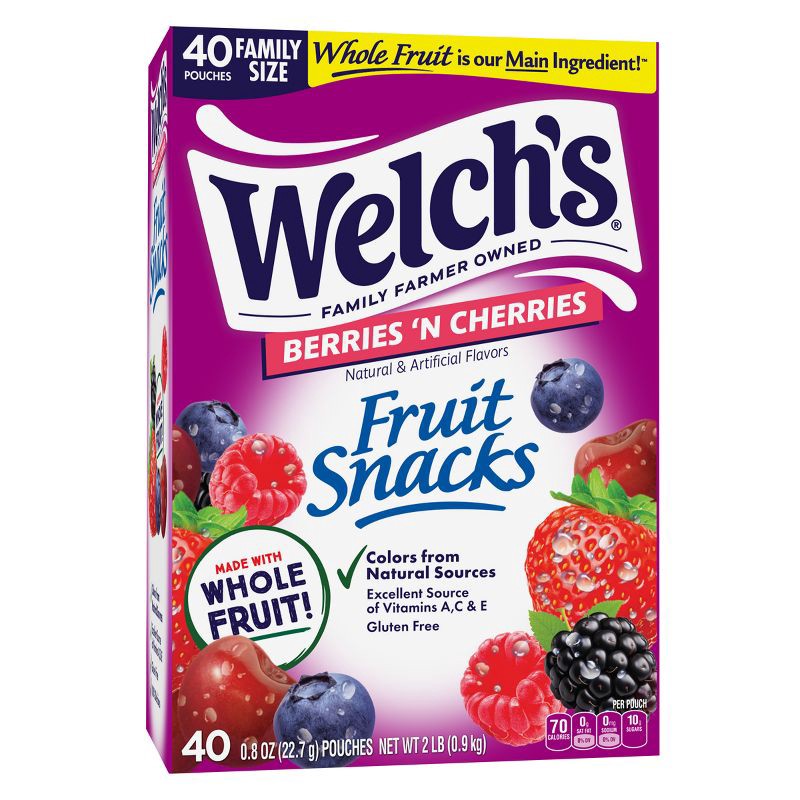 slide 1 of 6, WELCH's Fruit Snacks Berries 'n Cherries - 32oz/40ct, 40 ct
