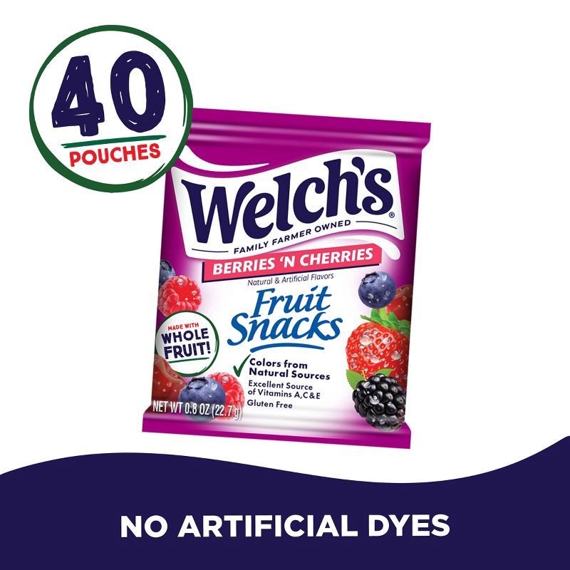 slide 6 of 6, WELCH's Fruit Snacks Berries 'n Cherries - 32oz/40ct, 40 ct