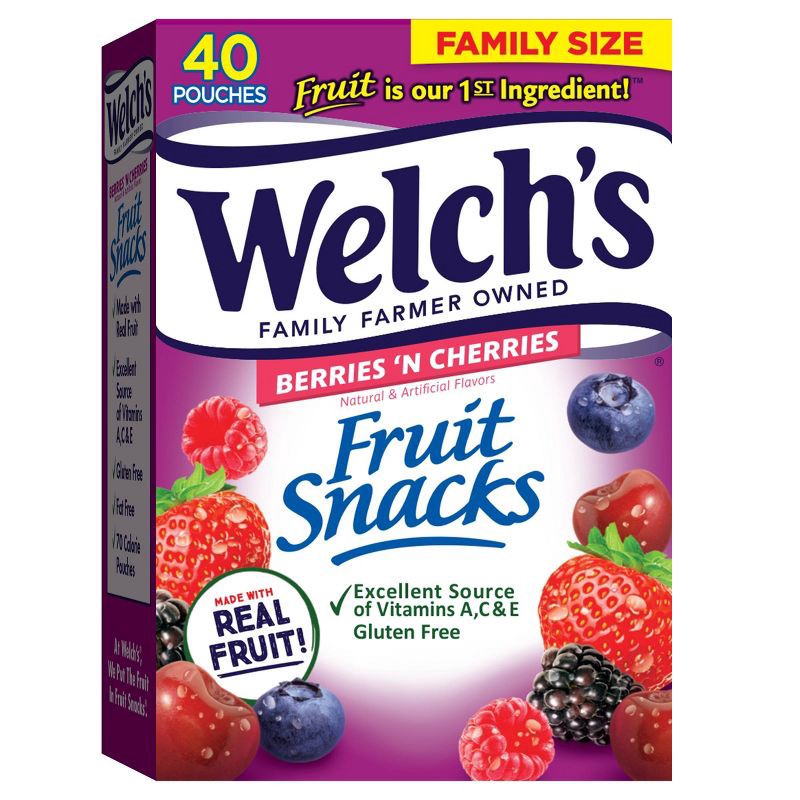 slide 1 of 8, WELCH's Fruit Snacks Berries 'n Cherries - 32oz/40ct, 40 ct