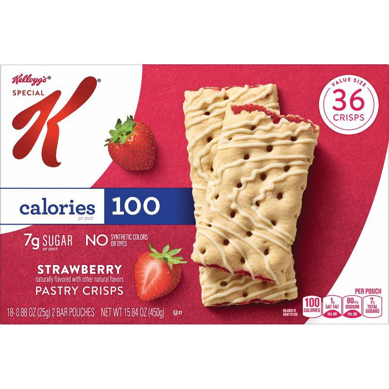 slide 4 of 8, Special K Bars Kellogg's Special K Pastry Crisps Strawberry - 15.84oz/36ct, 36 ct