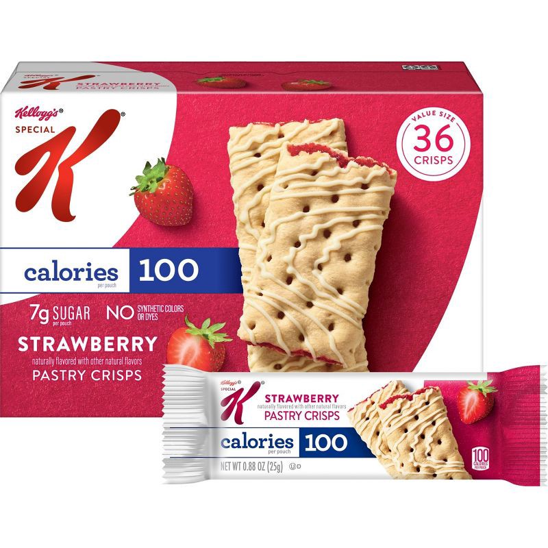 slide 1 of 10, Special K Bars Kellogg's Special K Pastry Crisps Strawberry - 15.84oz/36ct: Chewy, 1g Protein, 36 ct