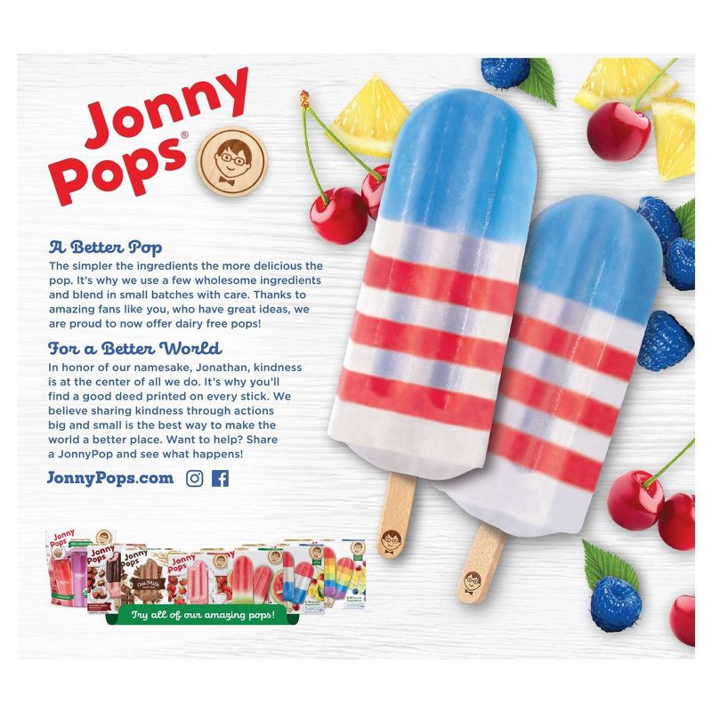 slide 2 of 4, JonnyPops Organic Frozen Star-Spangled Flag Pop - 8ct/14.8 fl oz, 8 ct, 14.8 fl oz