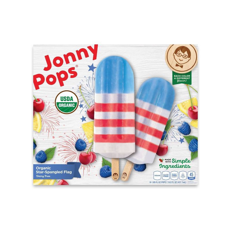 slide 1 of 2, JonnyPops Organic Frozen Star-Spangled Flag Pop - 8ct/14.8oz, 8 ct; 14.8 oz