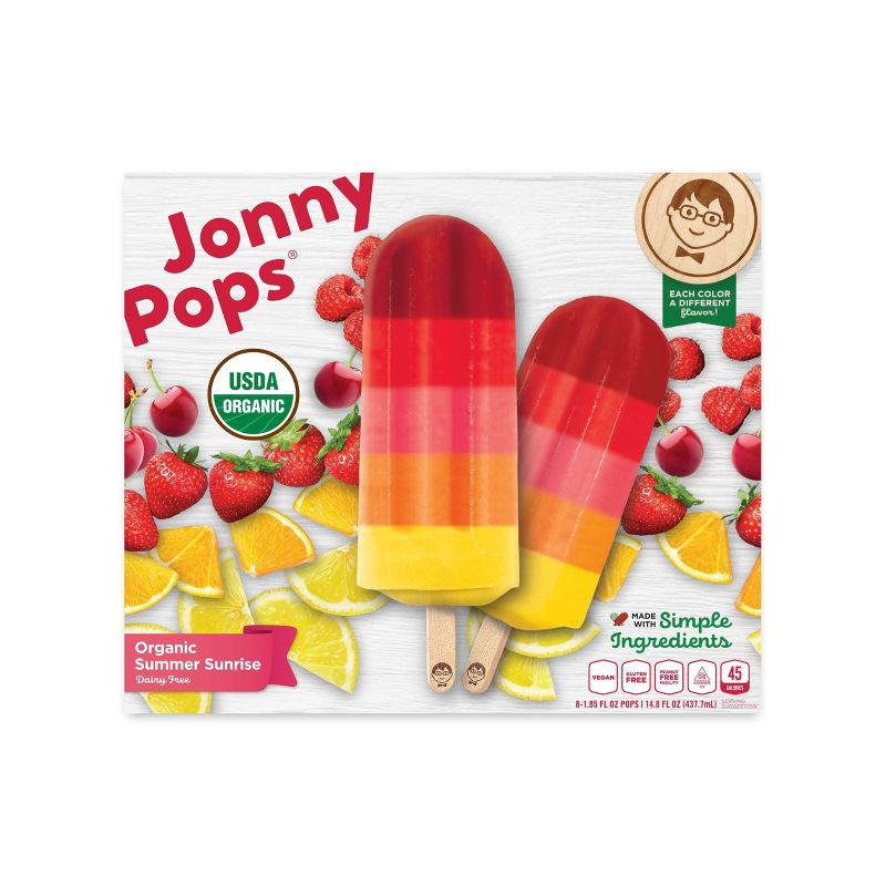 slide 1 of 3, JonnyPops Organic Frozen Summer Sunrise Water Pop - 8ct/14.8oz, 8 ct; 14.8 oz