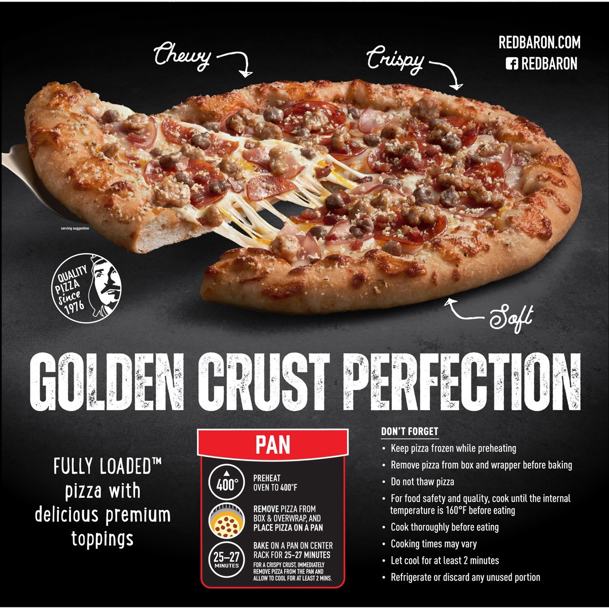 Red Baron Fully Loaded Hand Tossed Style Crust Meat Lovers Pizza 28.40 ...