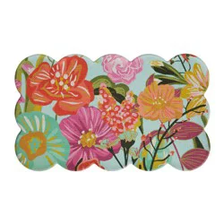 Loloi Shaped Kitchen Comfort Mat, 18 In X 30 In, Whispy Floral Scallop