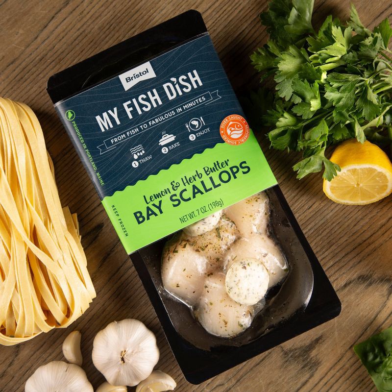 slide 2 of 4, Bristol Seafood My Fish Dish Lemon & Herb Butter Bay Scallops - 7oz, 7 oz