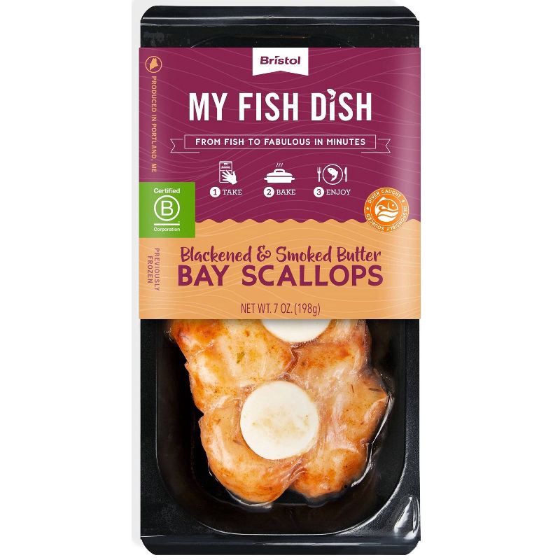 slide 1 of 1, Bristol Seafood My Fish Dish Blackened & Smoked Butter Bay Scallops - 7oz, 7 oz