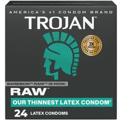 Trojan Raw Lubricated Latex Condoms - 24ct