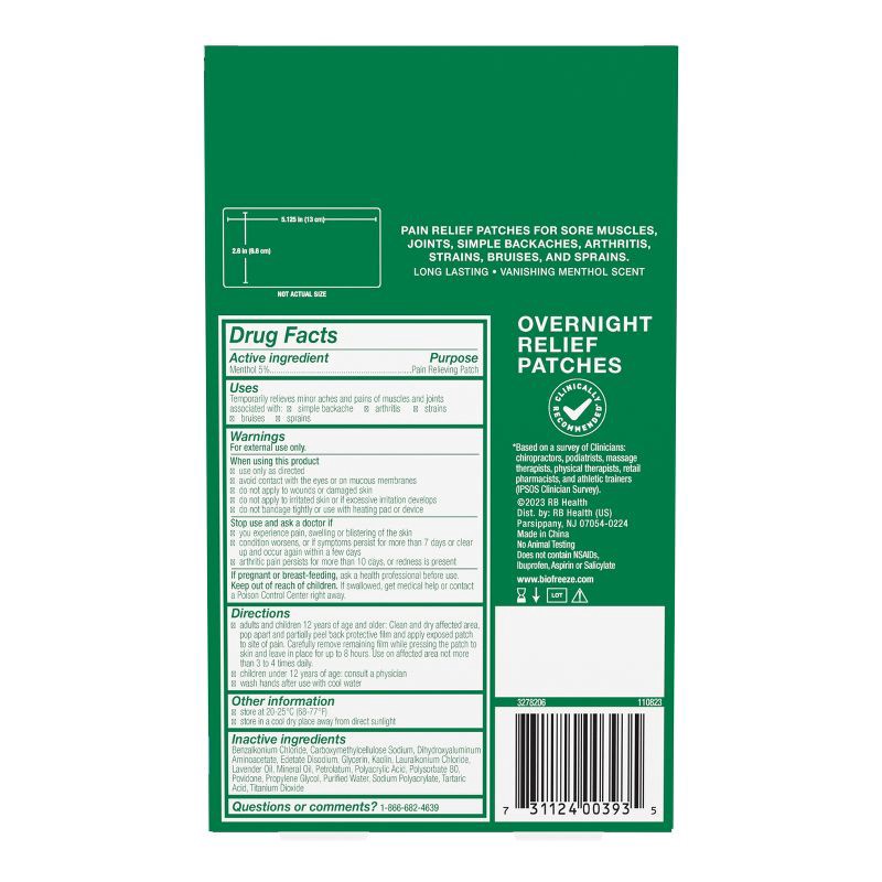 slide 2 of 10, Biofreeze Overnight Joint and Muscle Pain Relief Patches - 4ct, 4 ct