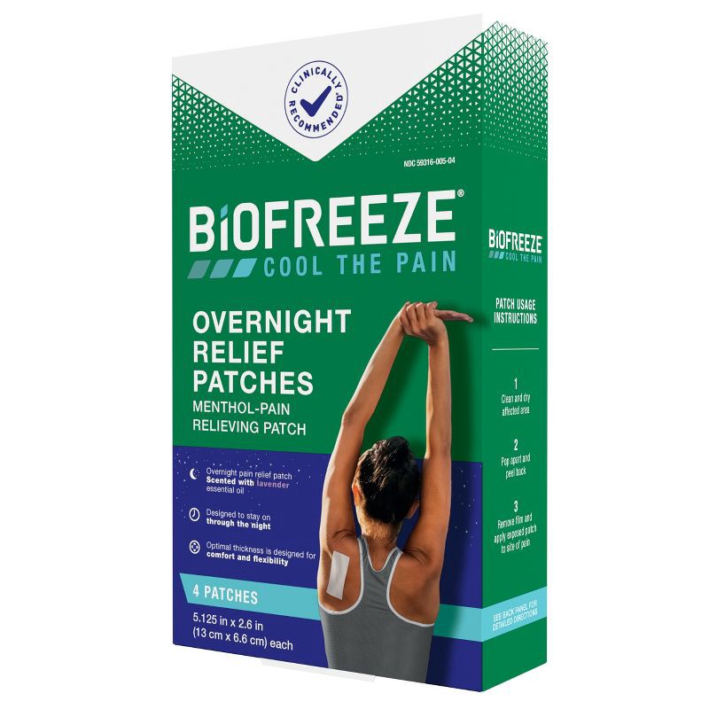 slide 4 of 10, Biofreeze Overnight Joint and Muscle Pain Relief Patches - 4ct, 4 ct