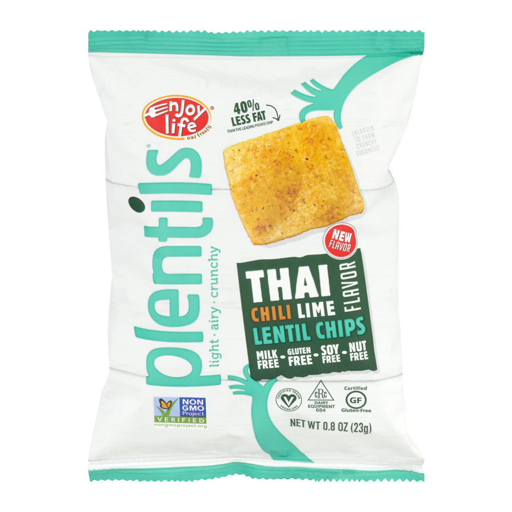 slide 1 of 3, Enjoy Life Plentils Thai Chili Lime Lentil Chips, 0.8 oz