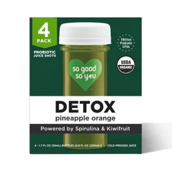 So Good So You Detox Pineapple Orange Organic Probiotic Shots - 4ct/1.7 fl oz