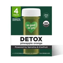 So Good So You Detox Pineapple Orange Organic Probiotic Shots - 4ct/1.7 fl oz