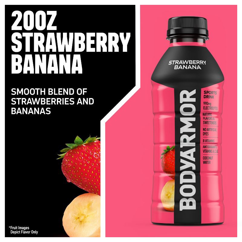 slide 4 of 6, BODYARMOR Strawberry Banana Sports Drink - 6pk/20 fl oz Bottles, 6 ct; 20 fl oz