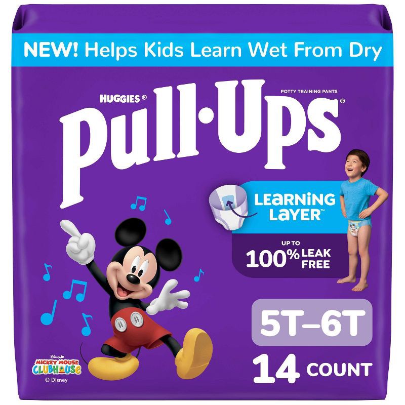 slide 1 of 9, Pull-Ups Boys' Potty Training Pants - Size 5T-6T - 14ct: Hypoallergenic, Tear Away Sides, Leak Guards, Non-Toxic, 14 ct