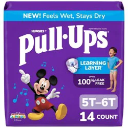 Pull-Ups Boys' Potty Training Pants - Size 5T-6T - 14ct: Hypoallergenic, Tear Away Sides, Leak Guards, Non-Toxic