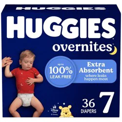 Huggies Overnites Nighttime Baby Diapers - Size 7 - 36ct: Wetness Indicator, Hypoallergenic, Non-Toxic, SnugFit Waistband