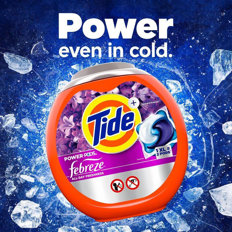 slide 5 of 10, Tide Spring & Renewal Febreze Odor Eliminator HE Deep Cleaning Concentrated Laundry Detergent Power Pods 63 Pacs - 88oz, 88 oz