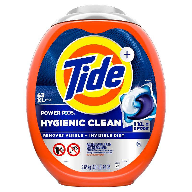 slide 9 of 11, Tide Original Hygienic Clean HE Deep Cleaning Concentrated Laundry Detergent Pods 63 Pacs - 93oz, 93 oz