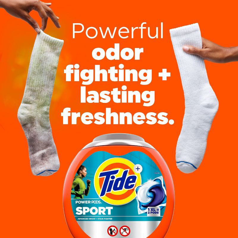 slide 7 of 11, Tide Sport Power HE Deep Cleaning Concentrated Laundry Detergent Pods 25 Pacs - 37oz, 37 oz