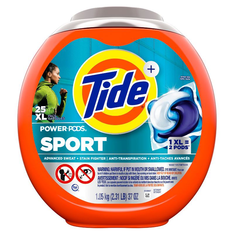 slide 10 of 11, Tide Sport Power HE Deep Cleaning Concentrated Laundry Detergent Pods 25 Pacs - 37oz, 37 oz