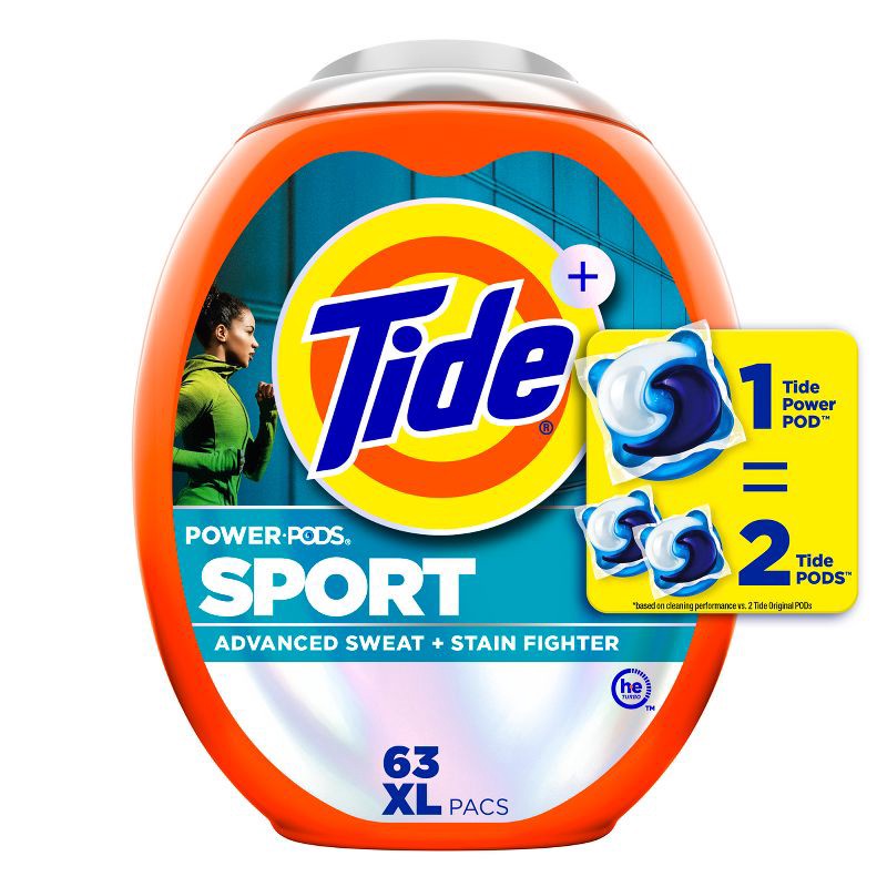 slide 2 of 11, Tide Sport Power HE Deep Cleaning Concentrated Laundry Detergent Pods 63 Pacs - 93oz, 93 oz