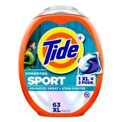 Tide Sport Power HE Deep Cleaning Concentrated Laundry Detergent Pods 63 Pacs - 93oz
