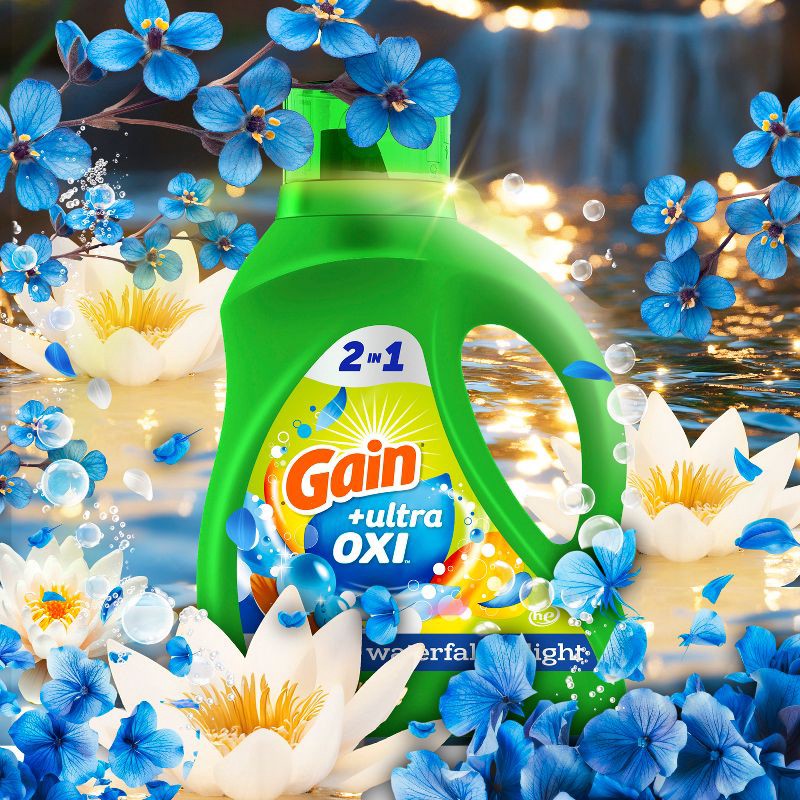 slide 5 of 13, Gain + Ultra Oxi Waterfall Delight HE Deep Cleaning Concentrated Liquid Laundry Detergent 78 Loads - 113 fl oz, 113 fl oz