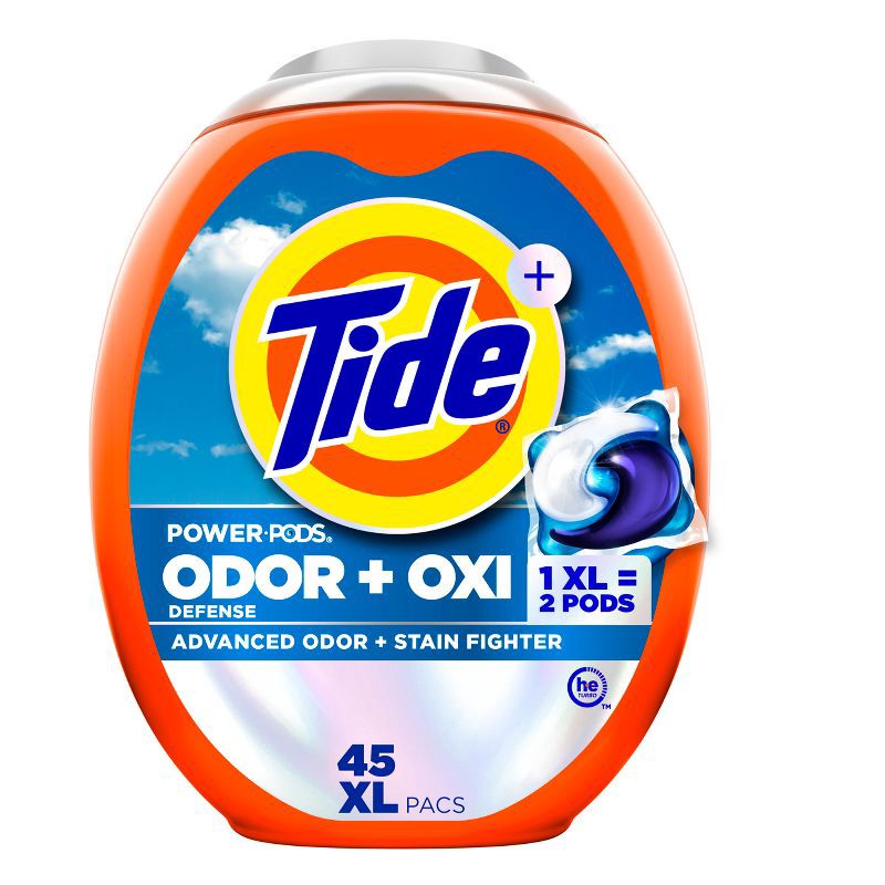 slide 1 of 10, Tide Odor + Oxi Power HE Deep Cleaning Concentrated Laundry Detergent Pods 45 Pacs - 66oz, 66 oz