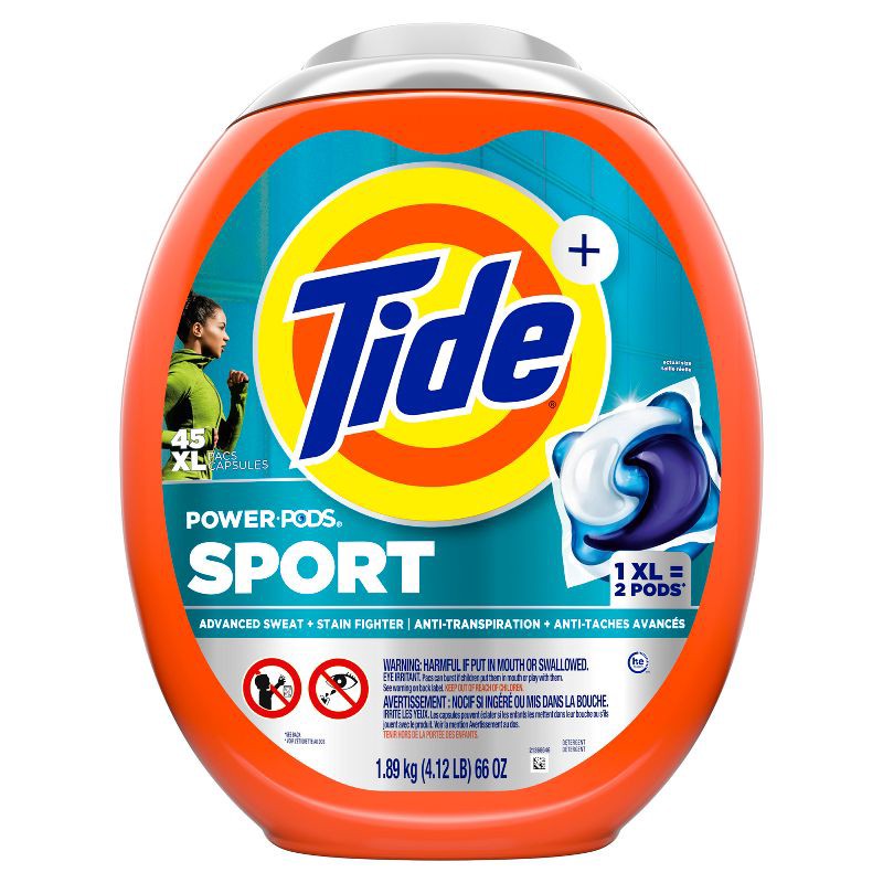 slide 10 of 11, Tide Sport Power HE Deep Cleaning Concentrated Laundry Detergent Pods 45 Pacs - 66oz, 66 oz