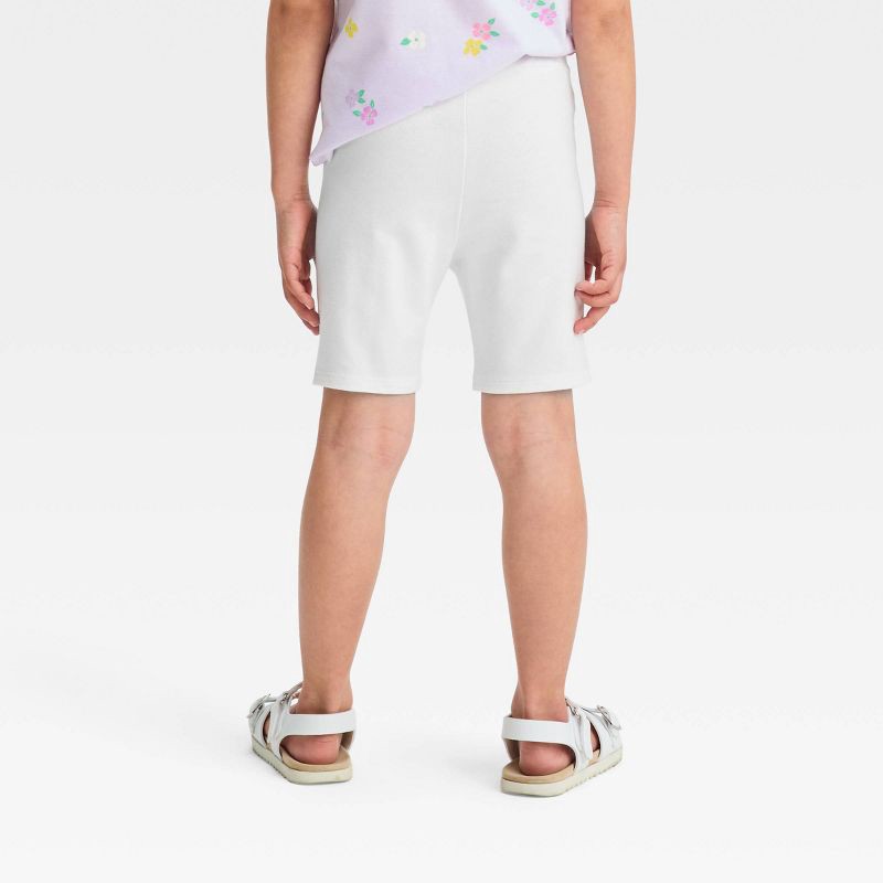slide 2 of 3, Toddler Girls' Bike Shorts - Cat & Jack™ Chalk White 3T: Midweight Cotton-Spandex Jersey, Elastic Waist, Shrink-Resistant, 1 ct