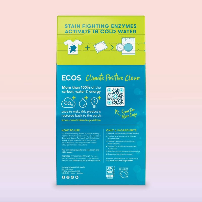 slide 2 of 3, ECOS Plastic-Free Laundry Detergent Packs - Free & Clear - 17.98oz/40pk, 17.98 oz, 40 ct