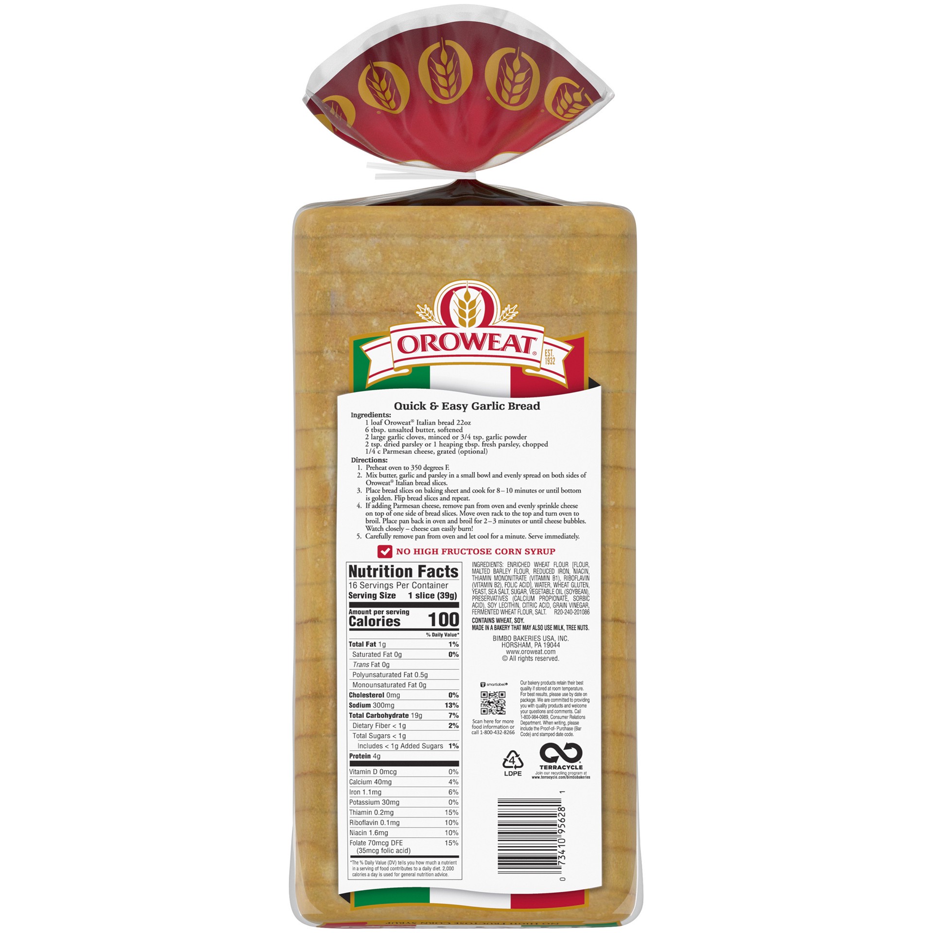 slide 2 of 5, Oroweat D'Italiano Italian Bread, 22 oz, White Italian Bread, Bag, 22 oz