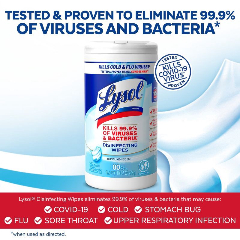 slide 8 of 9, Lysol Crisp Linen Disinfecting Wipes - 80ct, 80 ct