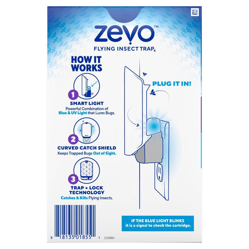 slide 8 of 9, Zevo Flying Insect Indoor Light Fly Trap Starter Kit, Catches House Flies, Fruit Flies, Gnats & More - 2 Traps + 2 Refills, 1 ct