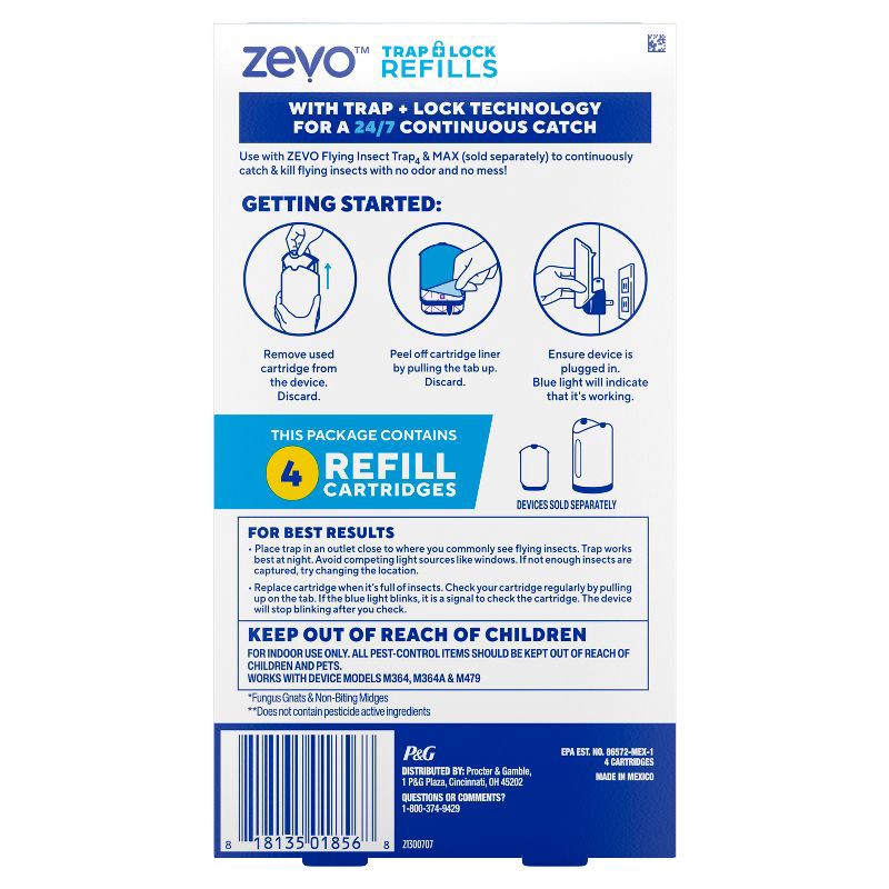 slide 13 of 13, Zevo Flying Insect Trap Refills - 4ct, 4 ct