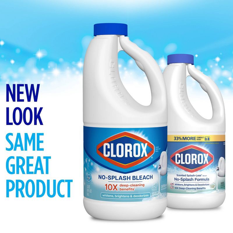 slide 3 of 9, Clorox Splash-Less Liquid Bleach - Clean Linen - 40 fl oz, 40 fl oz