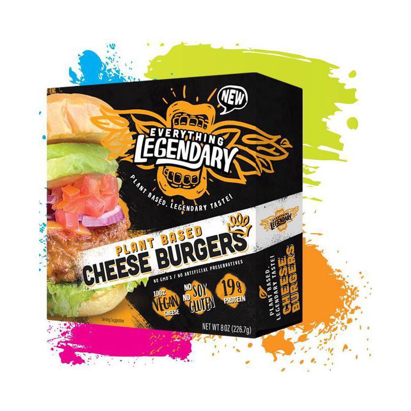 slide 3 of 4, Everything Legendary Plant-Based Cheeseburger Patties with Vegan Cheese - 8oz, 8 oz