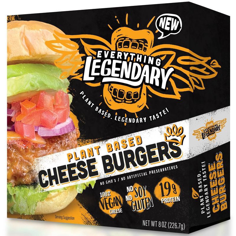 slide 4 of 4, Everything Legendary Plant-Based Cheeseburger Patties with Vegan Cheese - 8oz, 8 oz