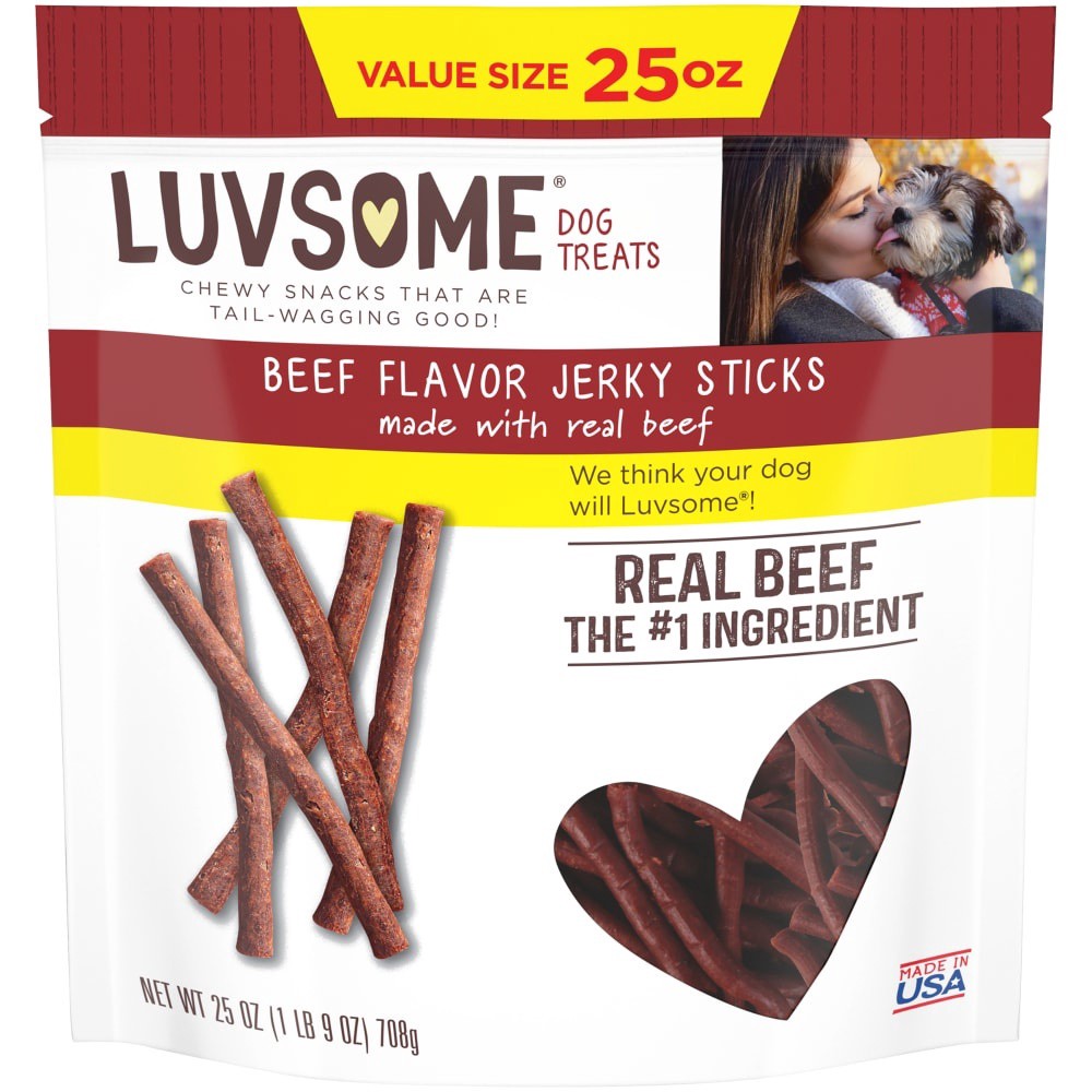 slide 2 of 3, Luvsome Beef Flavor Jerky Sticks Dog Treats, 25 oz