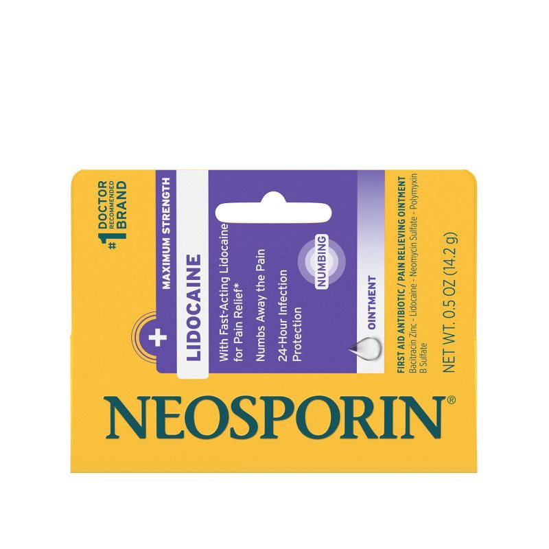 slide 2 of 7, Neosporin + Lidocaine Antibiotic Treatment - 0.5oz, 0.5 oz