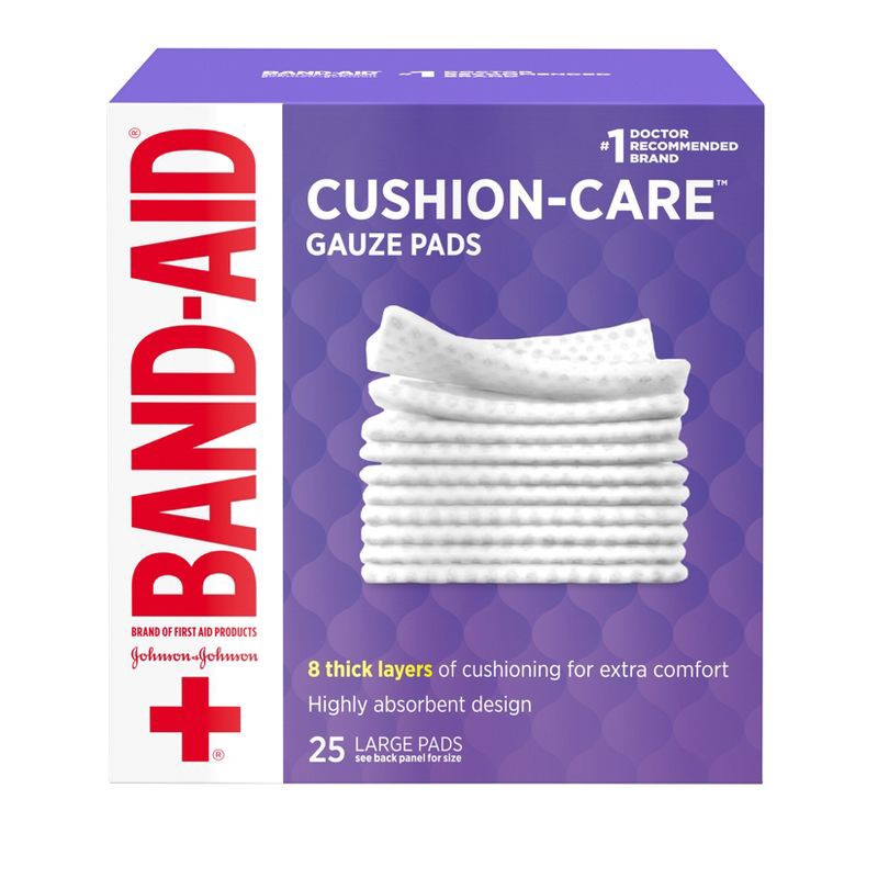 slide 1 of 9, Band-Aid 4x4 Gauze Pads - 25ct, 25 ct