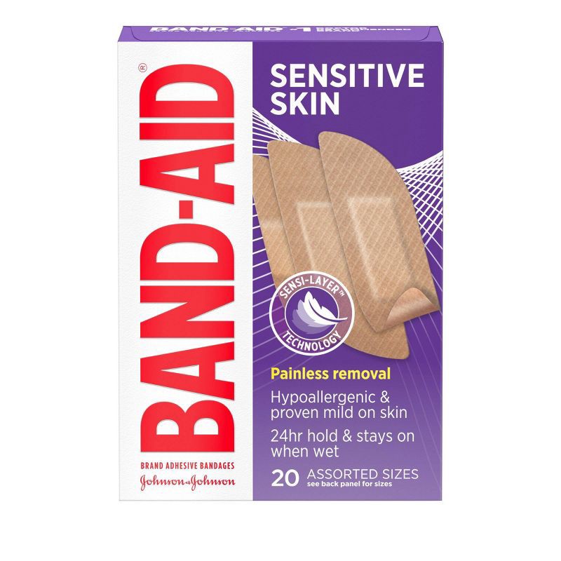 slide 2 of 8, Band-Aid Sensitive Skin Adhesive Bandages - 20ct, 20 ct