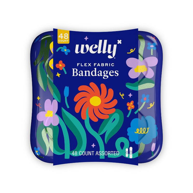 slide 1 of 8, Welly Kid's Flex Fabric Bandages - Floral - 48ct, 48 ct