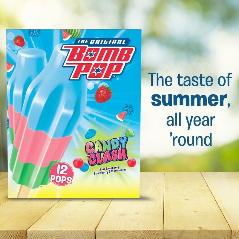 slide 3 of 9, Bomb Pop Candy Clash Frozen Ice Pops - 12pk/21 fl oz, 12 ct, 21 fl oz