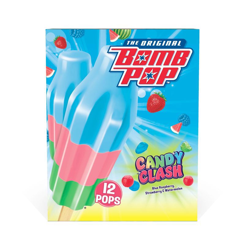 slide 7 of 9, Bomb Pop Candy Clash Frozen Ice Pops - 12pk/21 fl oz, 12 ct, 21 fl oz