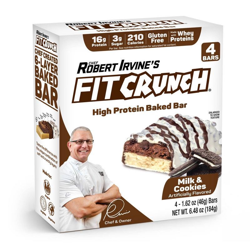 slide 1 of 4, FITCRUNCH Milk & Cookies Protein Bar - 4ct, 4 ct