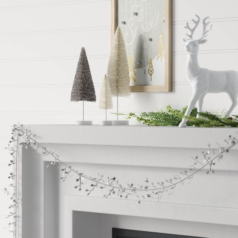 slide 2 of 3, 22' Wire Star Christmas Garland Metallic Silver - Wondershop™: Flexible, Holiday Decor, 1 ct