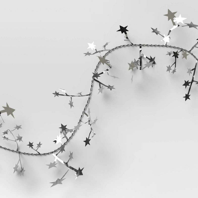 slide 3 of 3, 22' Wire Star Christmas Garland Metallic Silver - Wondershop™: Flexible, Holiday Decor, 1 ct